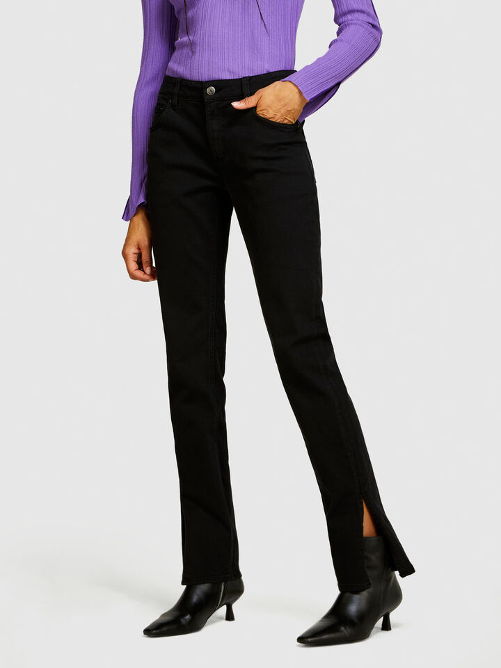 Colorful jeans with slits - women's slim fit jeans - Black | Sisley image number 4